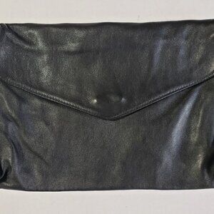 Black Leather  Vintage Clutch Purse